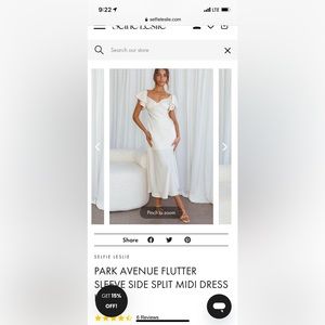Selfie Leslie Park Avenue Flutter Sleeve Side Split MIDI Dress in Ivory Small